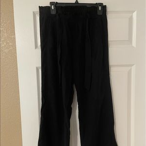 Black linen/rayon wide leg pants